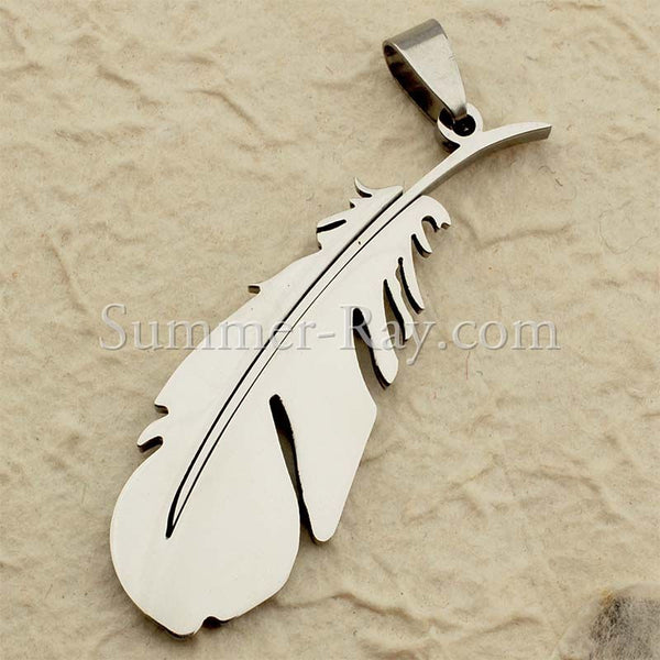 Stainless Steel Feather Pendant 1 one Summer Ray