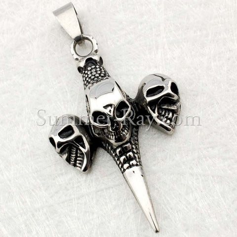 Stainless Steel Skull Cross Pendant - (1) one
