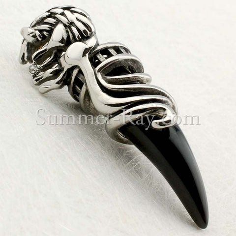 Stainless Steel Lone Wolf Fang Pendant - (1) one