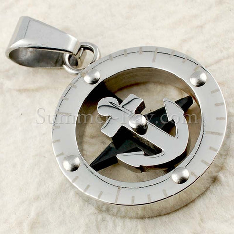Stainless Steel Naval Compass Pendant - (1) one