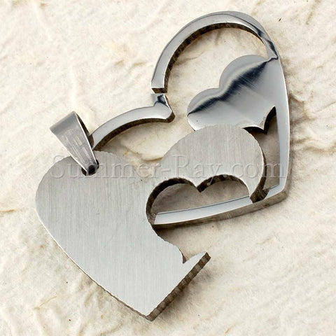 Stainless Steel Double Heart Pendant - (1) one