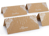 Place Cards Escort Cards with White Lace Curtain Print for Wedding Parties
