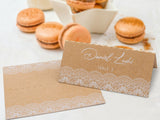 White Printed Lace Place Cards Escort Cards for Weddings and Parties