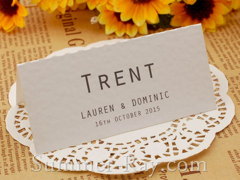 Personalized White Wedding Place Card