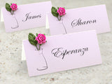 Handmade White Wedding Botanical Place Cards Escort Cards with Mulberry Flower & Leaf
