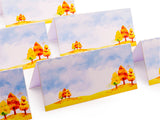 Fall Watercolor Scenery Party Place Cards Seating Cards Escort Cards