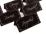 Personalized Black Modern Wedding Place Cards with White Rim Seating Cards Escort Cards