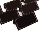 Black Modern Wedding Place Cards with White Rim Seating Cards Escort Cards