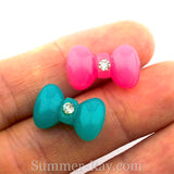 Cabochon Resin Bows with Rhinestone