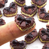 Cabochon Resin Chocolate Heart Cookie with Bow