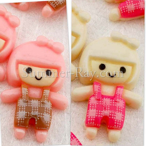 Cabochon Resin Doll in Dungarees