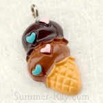 Cabochon Resin Double Scoop Ice Cream with Eye Bolt
