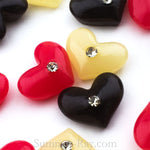 Cabochon Resin Heart with Rhinestone