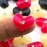 Cabochon Resin Heart with Rhinestone