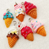 Cabochon Resin Mixed Ice Cream Cone with Eye Bolt