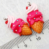 Cabochon Resin Mixed Owl/Burger/Ice Cream/Heart/Strawberry/Gingerbread/Pencil/Candy with Eye Bolt