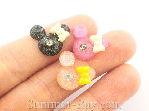 Cabochon Resin Mouse with Rhinestone