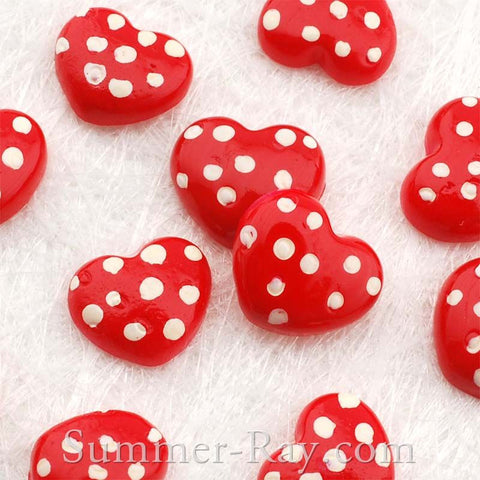 Cabochon Resin Red Swiss Dot Heart