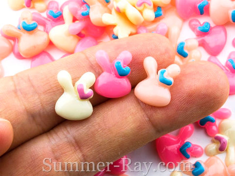Cabochon Resin Mini Bunny with Heart