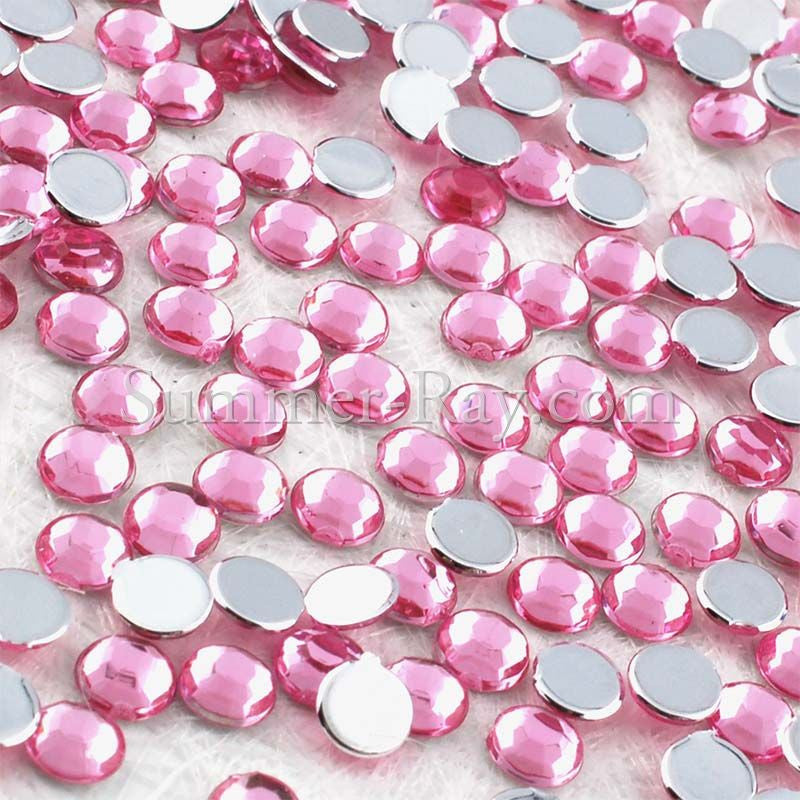 Hot Pink Neon Resin Rhinestones Flatback silverbottom 3mm , 4mm, 5mm - 1000  pcs bag for Crafts , Embellishments