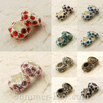 Rhinestone Studded Metal Bead Rondelle - 2 or 10 pieces
