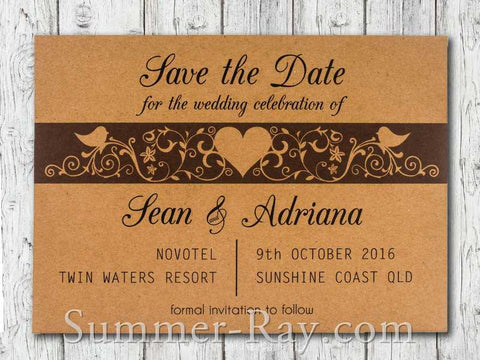 Personalized Kraft Forever Love Save the Date Card with Envelope