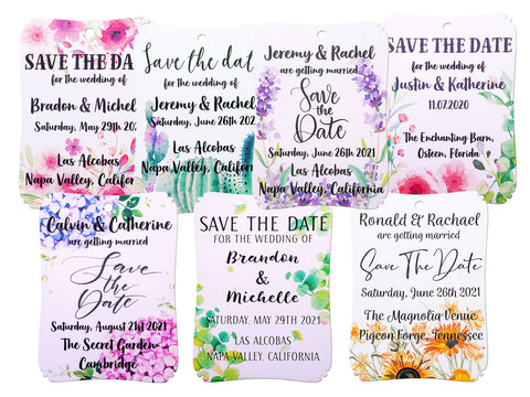Personalized Save The Date Tags Invitation for Rustic Wedding with Water Color Floral Design