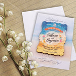 Personalized Wooden Beach Theme Save The Date Fridge Magnet Wedding Invitation with Cards & Envelopes
