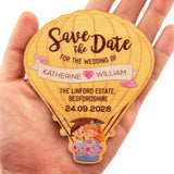 Personalized Wooden Save the Date Fridge Magnet Wedding Invitation with Cards & Envelopes