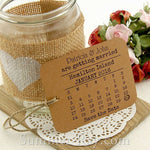 Personalized Calendar Kraft Save the Date Tags with Envelopes