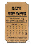 Personalized Vintage Calendar Kraft Save the Date Tags with Envelopes