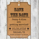 Personalized Woodsy Cottage Kraft Save the Date Tag with Envelope