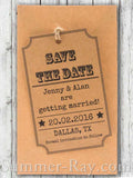 Personalized Woodsy Cottage Kraft Save the Date Tag with Envelope