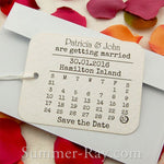 Personalized Calendar White Save the Date Tags with Envelopes