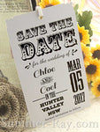 Personalized Retro Design White Save the Date Tags with Envelopes