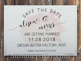 Personalized White Romantic Splash Save the Date Card with Envelope