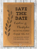 Personalized Kraft Swirled Vine Save the Date Card with Envelope