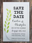 Personalized White Swirled Vine Save the Date Card with Envelope