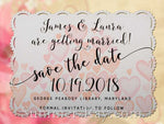Personalized White Romantic Heart Save the Date Card with Envelope