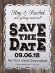 Personalized White Vintage Lace Save the Date Card with Envelope