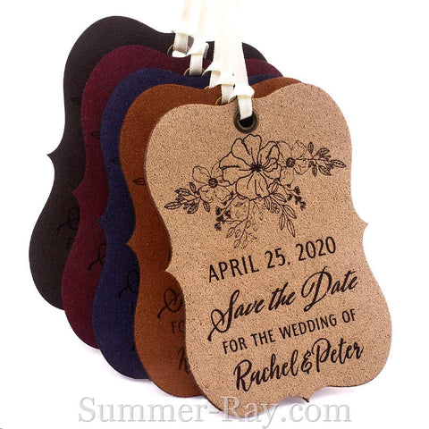Personalized Suede Leather Little Violin Save the Date (II) Tags