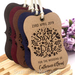 Personalized Suede Leather Little Violin Save the Date (IV) Tags