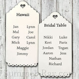 Personalized White Vintage Lace Seating Plan Tag