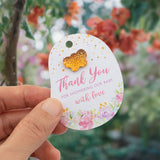 Floral Theme Baby Shower Thank You for Showering Our Baby with Love Favor Gift Tags with Mixed Color Butterfly Rhinestone