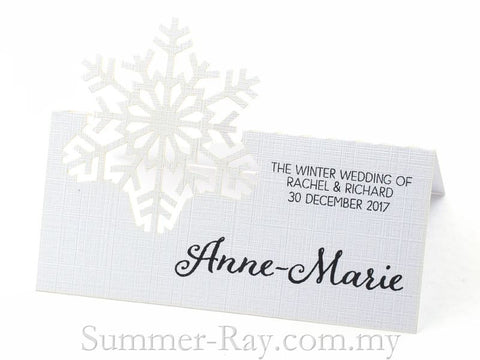 Personalized Snowflake Winter Wedding Place Card
