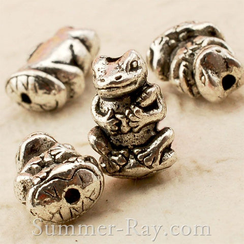 Tibetan Antique Silver Frog Spacer Beads