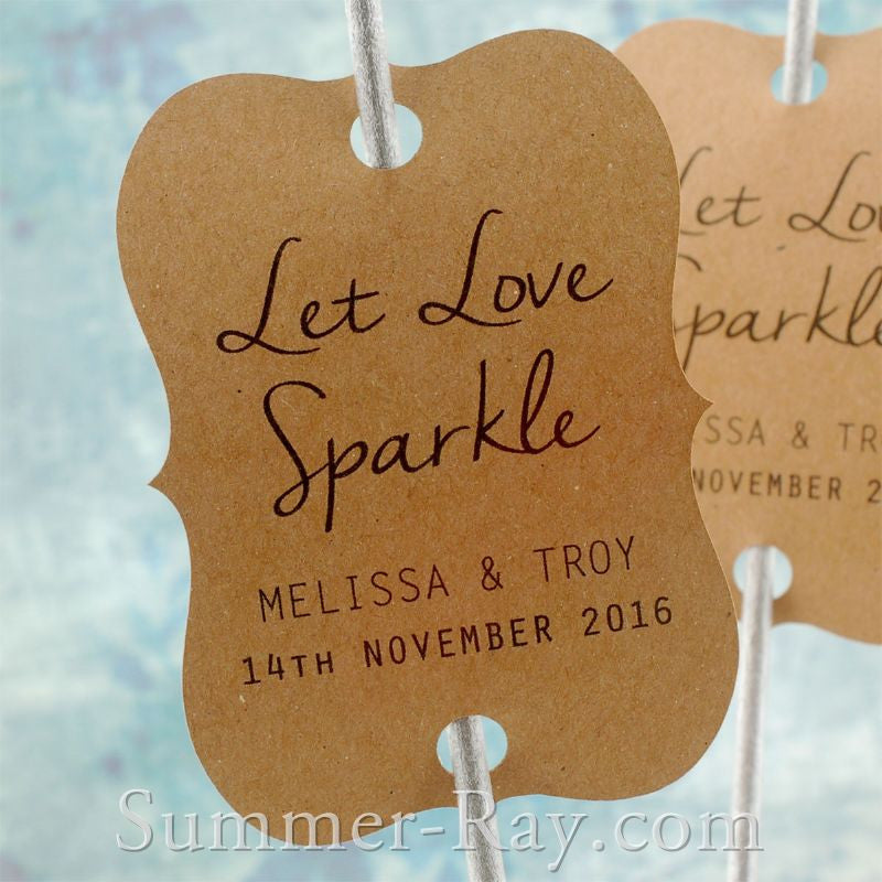 Let Love Sparkle Tags on Kraft Paper