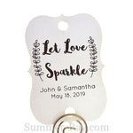 Personalized Let Love Sparkle Little Violin with Leaves Wedding Sparkler Tags