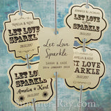 Personalized Let Love Sparkle Cream Wedding Sparkler Tags