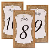Handmade Table Number White-Burlap-Kraft Triple Layer Wine Bottle Table Number Hang Tags for Rustic Weddings